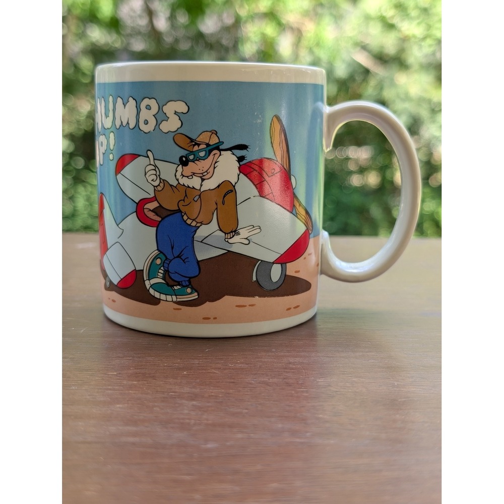 Vintage 1987 Disney Goofy Aviator Pilot Coffee Mug Thumbs Up 14513 Korea